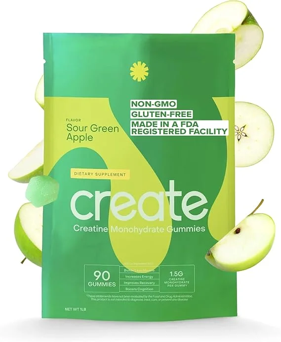 Creatine Monohydrate Gummies for Men & Women - sour green apple